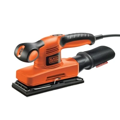 Imagen de BLACK+DECKER Lijadora Orbital 240W de 1/3 Hoja, Velocidad Variable 7.000 15.000 opm, Filtro, 5 Hojas Lija y Maletín, Fijación Papel con Velcro Pinza, Bolsa Extracción Polvo, KA320EKA