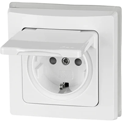 Imagen de Enchufe empotrable IP44, All in One, serie C1, color blanco mate
