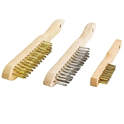 Imagen de S&amp;R Cepillos Metálicos para Parrillas de Metal Barniz Madera Hierro Juego 3 piezas 1 Cepillo Acero Inoxidable + 2 Calidad Industrial
