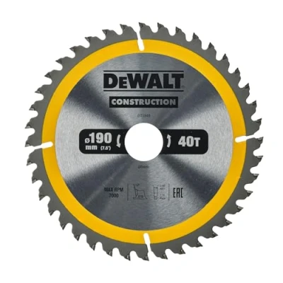 Imagen de DeWalt DT1945 QZ Hoja para sierra circular portátil construcción 190 x 30 mm 40D ATB +10º, plata/amarillo/negro, talla única