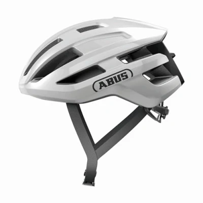 Imagen de ABUS casco de ciclismo carretera PowerDome ligero con sistema ventilación inteligente y perfil aerodinámico Made in Italy para hombres mujeres Blanco brillante, M