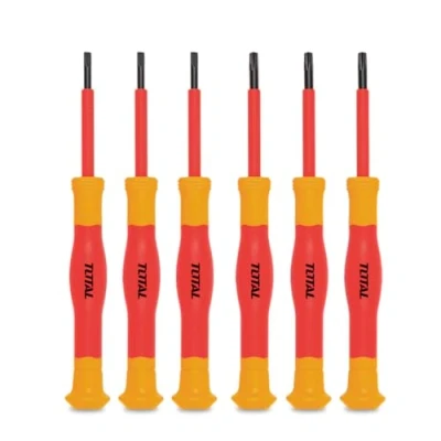 Imagen de TOTAL Juego de 6 Destornilladores Aislados Cromo Vanadio Certificación estándar VDE Voltajes hasta 1000 V Para Trabajos Eléctricos