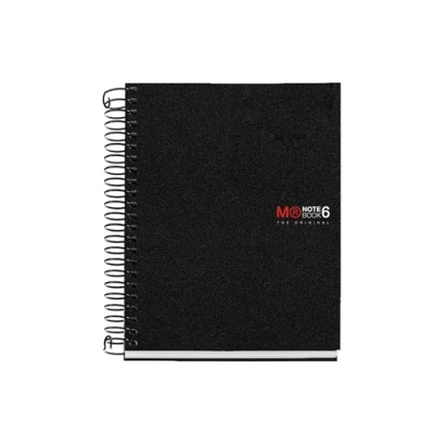 Imagen de Miquelrius Cuaderno A6 Notebook The Original, 6 franjas de colores, Cubierta polipropileno opaco, Tamaño 105 x 148 mm, Sin taladros, 150 Hojas 70 g/m², Cuadrícula 5 Color Negro
