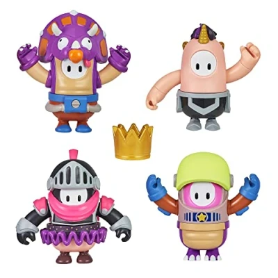 Imagen de Fall Guys: Ultimate Knockout Official Grab The Crown Figura de acción articulada para Mezclar y Combinar 10 cm, Paquete 4 con Accesorio Corona Dorada