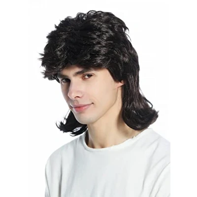 Imagen de WIG ME UP CW 033 P2 Peluca mujeres hombres carnaval mullet hard rock pesado marrón oscuro los 80