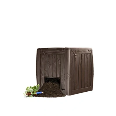 Imagen de Keter Deco Compostador con Base 350L, 72 x 74 69.5, Color Marrón Imitación Madera, Abono, Compost, Compostaje