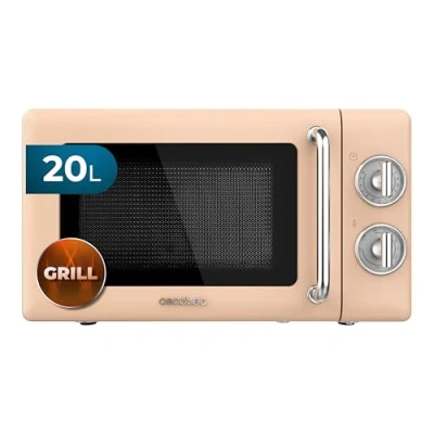 Imagen de Microondas con grill Cecotec ProClean 3110 Retro, 700 W, 6 niveles, Luz interior, 20 l, Beige