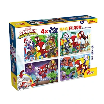 Imagen de Lisciani Puzzle Marvel MAXIFLOOR Spidey Amazing Friends Doble Cara 4x48 Piezas Reverso Para Colorear Juego de Reflexión y Paciencia Educativo Niños a Partir 4 Años