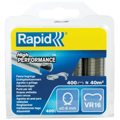 Imagen de Rapid VR16 Grapas Galvanizadas para Cercas y Vallas, Aptas Vallados de 2 8mm, Ideal Jaulas Cercados, 400 Unidades, Blíster (40108796)
