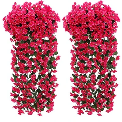 Imagen de Fycooler Artificiales Flores Wisteria,Flores de Glicina Falsas Planta Guirnalda Artificial para Boda Arco Fiesta Hogar Jardín Hotel Decoración 2 X 90cm
