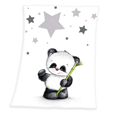 Imagen de Herding Babydecke Fynn, Motiv: Panda, Größe: 75 x 100 cm, 100% Polyester/Microfaserflausch Manta para bebé, Poliéster, Standardausführung