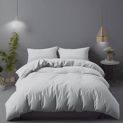 Imagen de LivinEase Funda Nordica 220 x 240 Microfibra Juego de Edredon 220x240 cm y 2 Fundas Almohada 65x65 nórdica Plata