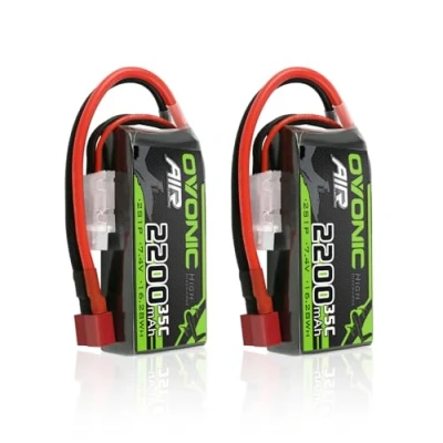 Imagen de OVONIC Batería Lipo 2s 35C 2200mAh 7.4V Corta con Decans para RC Heli Airplane Quadcopter Coche Barco Camión Helicóptero Multimotor DIY Hobby (2 Piezas)