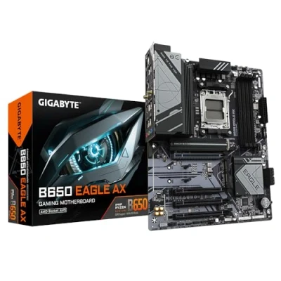 Imagen de Gigabyte Placa Base Eagle AX B650 Soporta CPU AMD Ryzen 7000, VRM Digital de 12+2+2 Fases, hasta 7600 MHz DDR5 (OC), 1 PCIe 5.0 + 2 4.0 M.2, Wi Fi 6E 802.11ax, GbE LAN, USB 3.2 Gen2