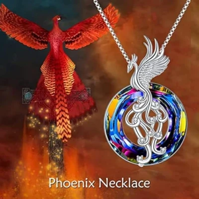 Imagen de TOEECY Fénix Cristal Juego de Joyas Conjunto Collar y Pendientes Phoenix Nirvana Colgante Colorido Crystal Firebird Regalos para Mujer Esposa Amante Novia Madre (#2)