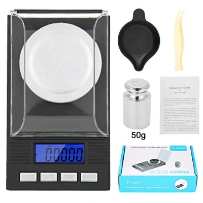 Imagen de Semme Escala Digital De JoyeríA En Miligramo, Pantalla Led Mini PortáTil Alta PrecisióN 0.001G Bolsillo con Pesas CalibracióN Pinzas Y Bandejas Pesaje (100g)