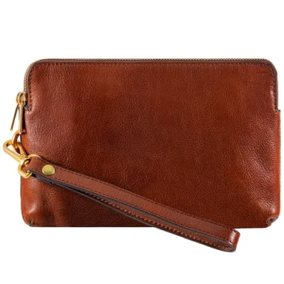 Imagen de Time Resistance Clutch de Cuero para Hombre Bolso Organizador Muñeca Maletín Hecho a Mano en Italia Caja Regalo Incluida (Marrón Coñac)