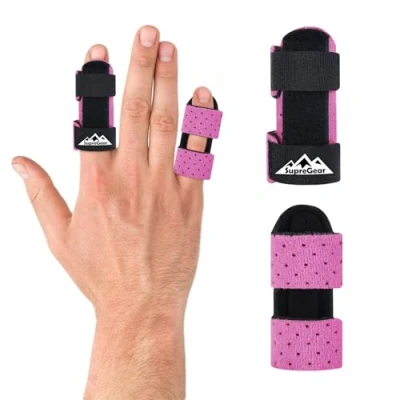 Imagen de supregear Férulas para Dedos, Paquete de 2 Universales Enderezar y Soportar Dedos Rotos con Disparador, Medio, Índice, Anular Meñique, Rosado
