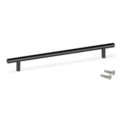 Imagen de Emuca Lote de 10 tiradores para mueble, L336mm, intereje 256mm, Acero, Pintado negro