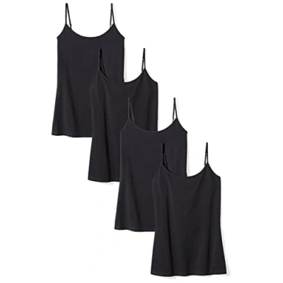 Imagen de Amazon Essentials Camisola de Ajuste Entallado Mujer, Pack 4, Negro, L