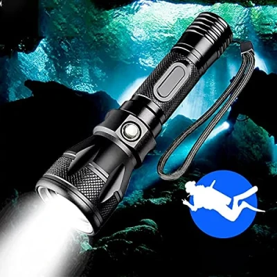 Imagen de WESLITE Linterna de Buceo Recargable, Potente 1800 Lúmenes Luz Submarino 100M Impermeable IPX8 Profesional 4 Modos con Batería y Cargador