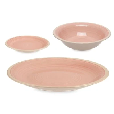 Imagen de Set 18 pzs vajilla gres rosa borde colección VESSIA