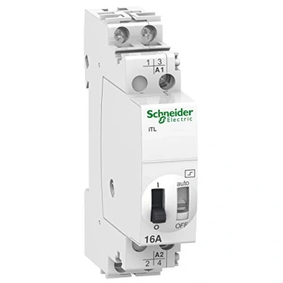 Imagen de Schneider Electric A9C30112 iTL Telerruptor, 2P, 2 NO, 16A, 12 VCD, 24 VCA, 50/60Hz, 84mm x 18mm 60mm