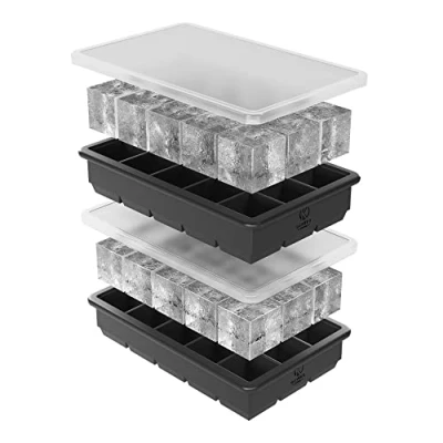 Imagen de Oliver&#039;s Kitchen ® Cubiteras para Hielo con Tapa Hielera Silicona Cubitos de Super Fáciles Sacar Molde el Whisky y los Refrescos Helados Más Tiempo Cubitera Grande