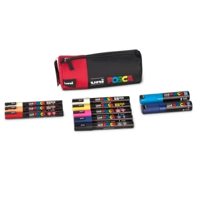 Imagen de Faber Castell uni ball 205089 Juego de rotuladores POSCA, 10 POSCA y estuche, para trabajo, hobby tiempo libre