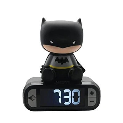 Imagen de Lexibook Despertador Batman con Pantalla LCD Digital y luz de Noche integrada, Color Negro RL800BAT