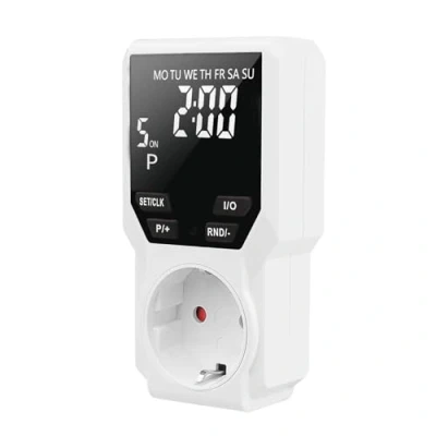 Imagen de Enchufe Programador Blanco,Potencia máxima 16A/3680W,Programador con protección táctil,Enchufe Temporizador Digital para 3 programas de conmutación y Cuenta atrás