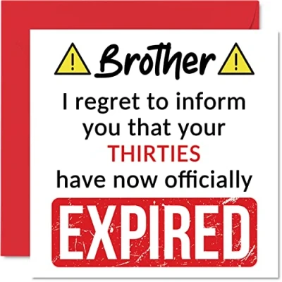 Imagen de Divertidas tarjetas de cumpleaños número 40 para hermano Your Thirties Have Expired Tarjeta feliz hermana hermanastra, broma 145 mm, felicitación