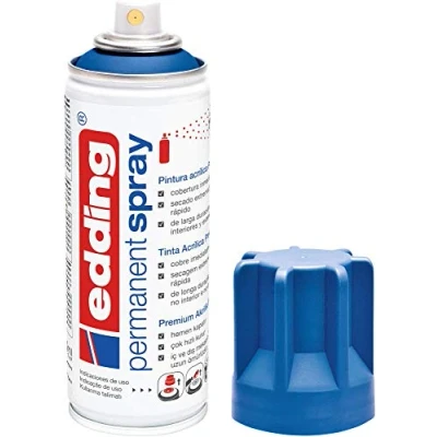 Imagen de edding 5200 spray permanente azul genciana 200 ml pintura acrílica para pintar y decorar vidrio, metal, madera, cerámica, plástico, lienzo aerosol, acrílico, de