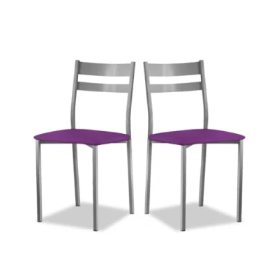 Imagen de ASTIMESA SCRFBJ Dos sillas de Cocina, Metal, Berenjena, Altura Asiento 45 cms