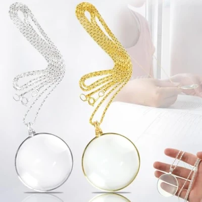 Imagen de 2 Piezas Vidrio de Aumento, Lupa Colgante Lectura, Collares Lupa, Colgante, Lectura Decoración, Moda, para Leer Libros, Periódicos, Trabajar o Viajar