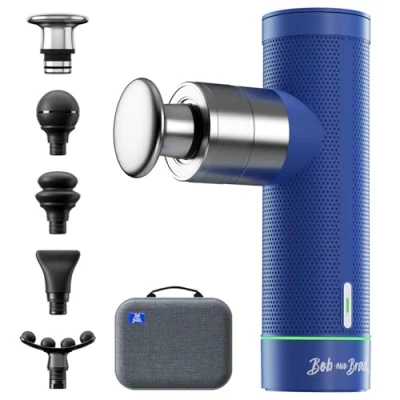 Imagen de Bob and Brad A7 Mini Pistola de Masaje con 11MM Amplitud, Portátil Muscular Percusión Tejido Profundo para Alivio del Dolor, Carga Rápida Tipo C, Azul