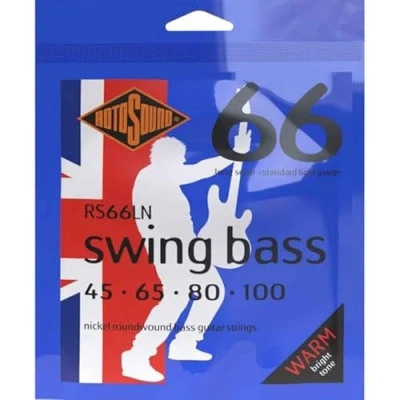 Imagen de cuerdas Rotosound para bajo eléctrico SWING 66 NICKEL ROUNDWOUND 4 RS66LN Níquel Standard Light 45 100