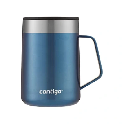 Imagen de Contigo Streeterville Desk Mug, vaso de café aislado con asa acero inoxidable, para llevar tapa, mantiene el calor hasta 5 horas, óptimo oficina u hogar, 410 ml