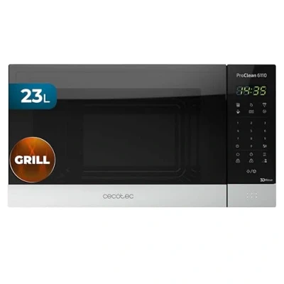 Imagen de Cecotec Microondas ProClean 6110. 800 W y Grill 1000 W, Capacidad 23L, Revestimiento Ready2Clean para una mejor Limpieza, Tecnología 3DWave, Diseño con Acabados en Acero Inoxidable