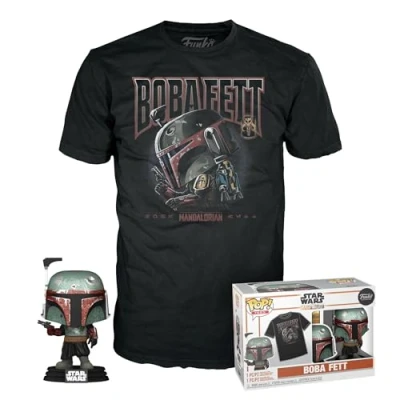 Imagen de Funko Pop! &amp; tee: Tar Wars Boba Fett Small (S) Star Camiseta, Franela Ropa con Figura de Vinilo Coleccionable Idea Regalo Juguetes y Camiseta Manga Corta para Adultos