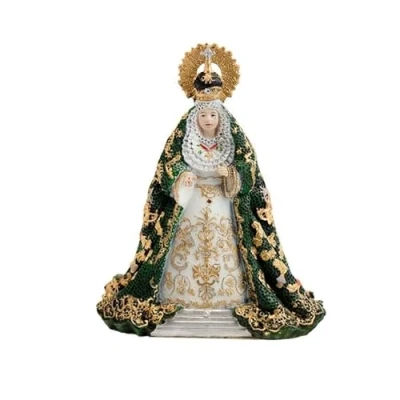 Imagen de DRW Virgen de la Macarena Verde Reina y Señora Sevilla Resina Pintada a Mano 12x10x15 cm