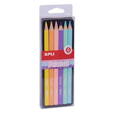 Imagen de APLI 18059 Lápices Jumbo Pastel colores surtidos caja 6 u.