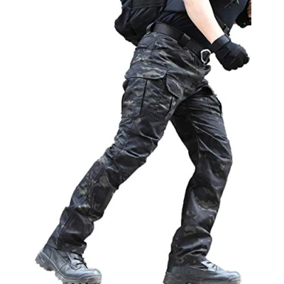 Imagen de zuoxiangru Pantalones Resistentes al Agua para Hombres de Trabajo Carga Militar Combate táctico Ajuste Relajado con Bolsillo múltiple (#56 Ay, Tag S)