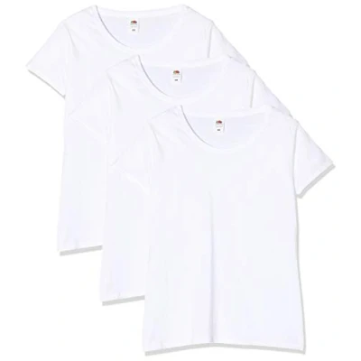 Imagen de Fruit of the Loom Lady fit Original tee, 3 Pack Camiseta, Blanco (White 30), 38 (Talla del Fabricante: Large) (Pack de 3) para Mujer