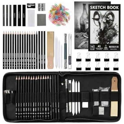 Imagen de UCAMP Juego de 35 piezas Set Dibujo Artistico,Dibujo a Lapiz Artistico,kit artista,Set Lápices,Set Profesional con bolsa para artistas,principiantes,adultos,niños,profesores