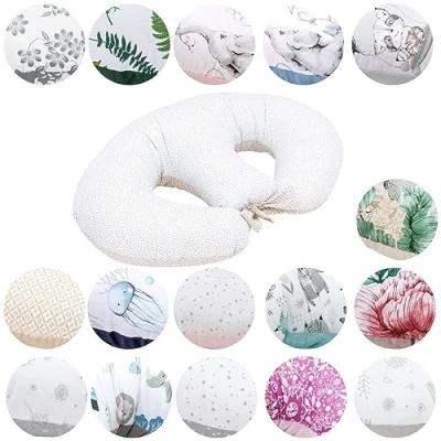 Imagen de Bellochi Amohada Embarazada para Gemelos Algodón Cojin Lactancia con Funda 40x60 cm Almohada de Posicionamiento del Bebé Lui