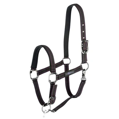Imagen de Cabestro para caballos Goleygo System, negro/fucsia, pony
