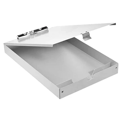Imagen de Amazon Basics Portapapeles de almacenamiento aluminio, 35.6 x 22.8 cm, 2 niveles, clip estándar, Plata