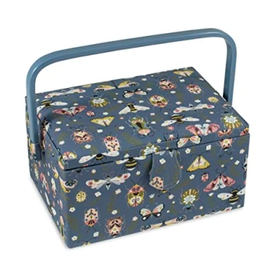 Imagen de Hobby Gift Costurero mediano exclusivo, caja de almacenamiento para manualidades, bandeja accesorios, alfiletero, mango PVC, 18,5 x 25,5 14,5 cm, insectos
