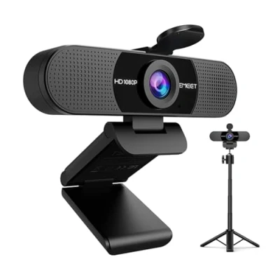 Imagen de EMEET cámara Web C960 con trípode, de 1080p micrófono, Mini trípode Altura Ajustable, Cubierta privacidad, Plug &amp; Play Soporte para